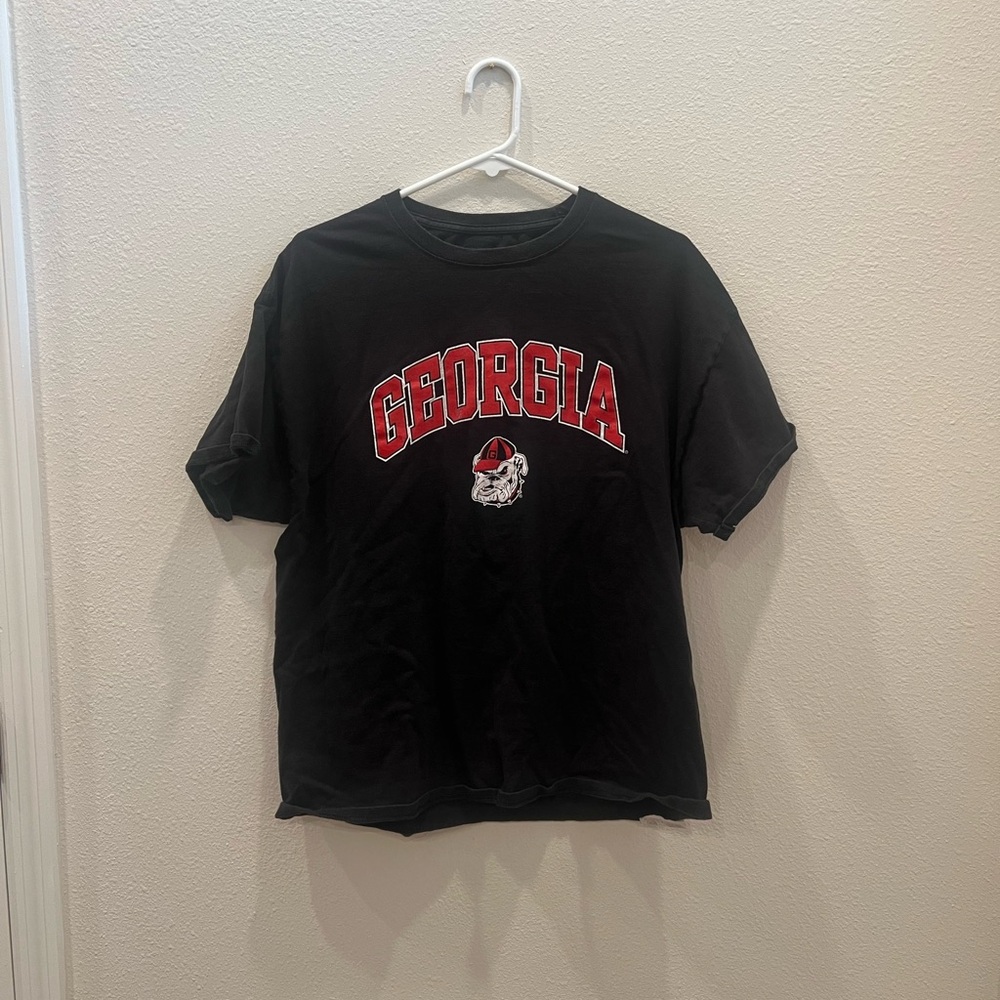 Unisex Russell Athletic Black Crewneck Tee Georgia Bull Dogs Size XL